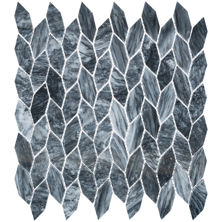Pebble Elongated Hex Dark Gray Matte Natural Stone Mosaic Tile