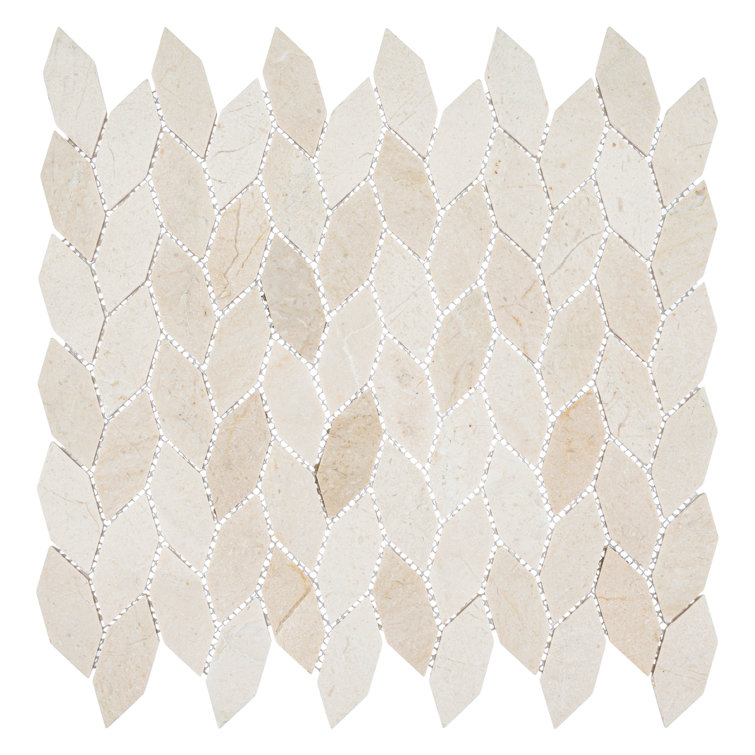Latte Elongated Hex Cream Off-White Matte Natural Stone Mosaic Tile