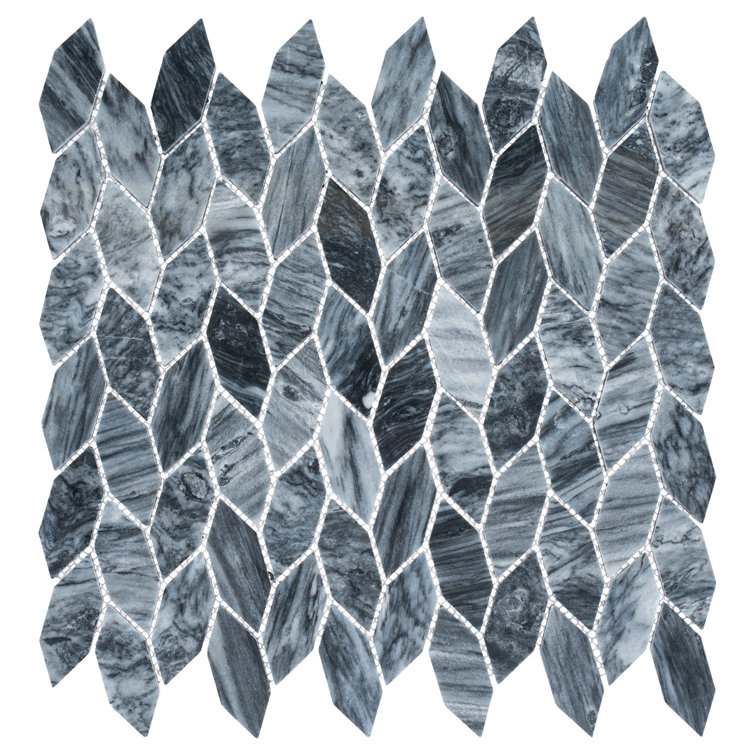 Pebble Elongated Hex Dark Gray Matte Natural Stone Mosaic Tile