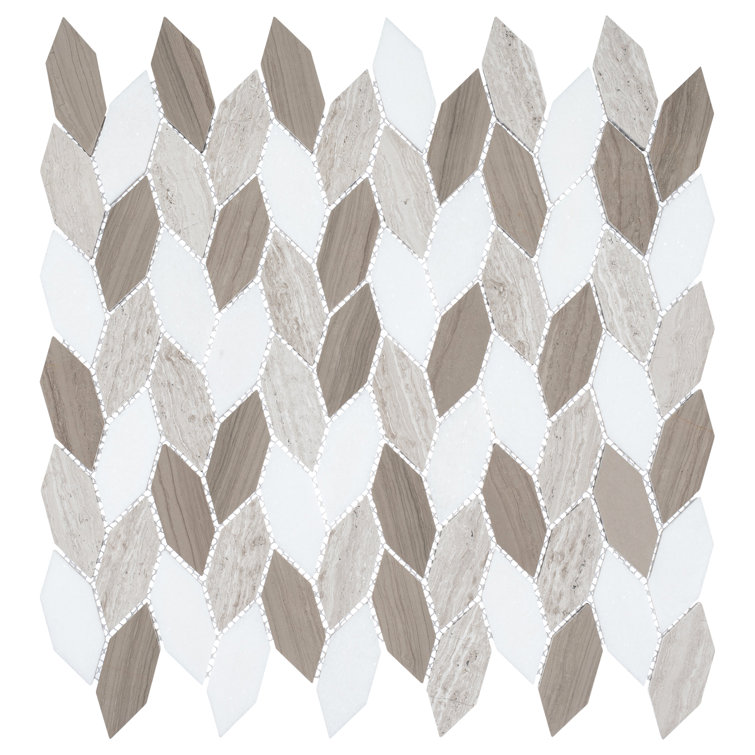 Baskit White Tan and Brown Hexagon Natural Stone Mosaic Tile
