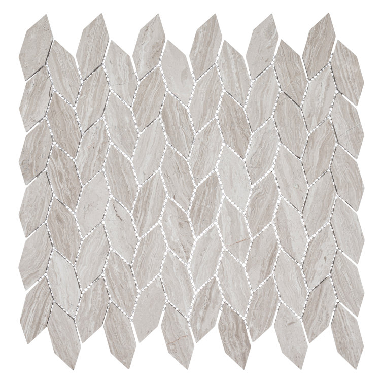 Elongated Hexagon Beige Marble Mosaic Tile for Bathroom and Outdoor