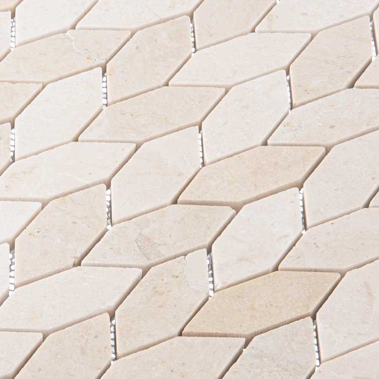 Latte Elongated Hex Cream Off-White Matte Natural Stone Mosaic Tile