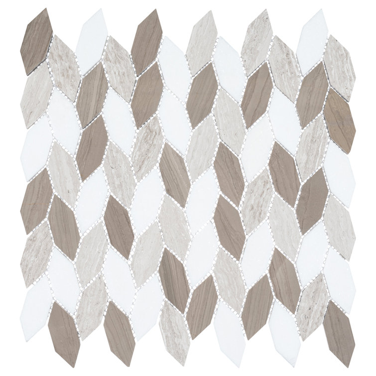 Baskit White Tan and Brown Hexagon Natural Stone Mosaic Tile