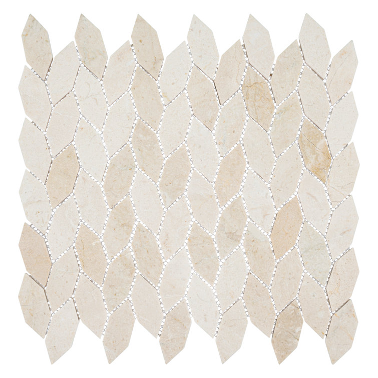 Latte Elongated Hex Cream Off-White Matte Natural Stone Mosaic Tile