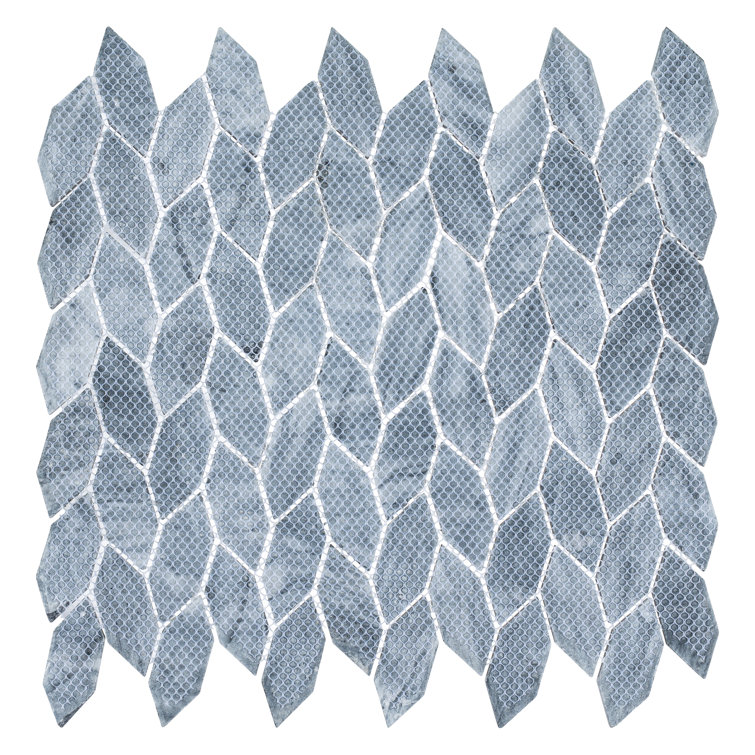 Pebble Elongated Hex Dark Gray Matte Natural Stone Mosaic Tile