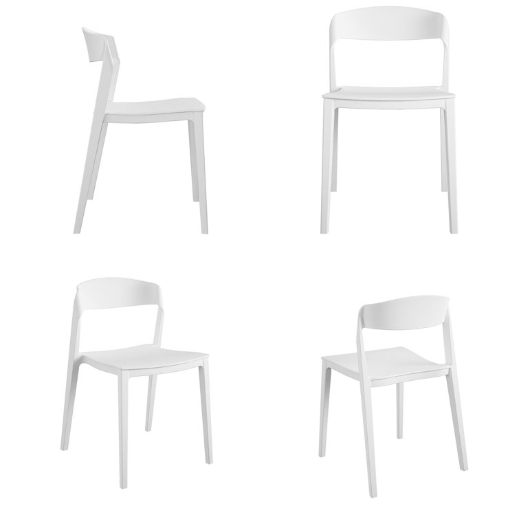 White Resin Armless Stacking Indoor/Outdoor Chair Set