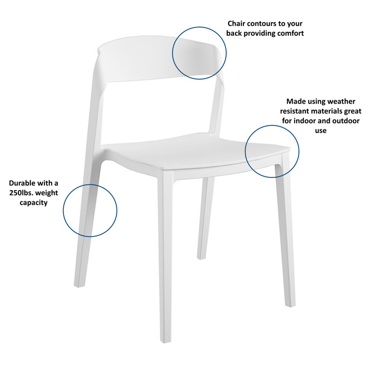 White Resin Armless Stacking Indoor/Outdoor Chair Set