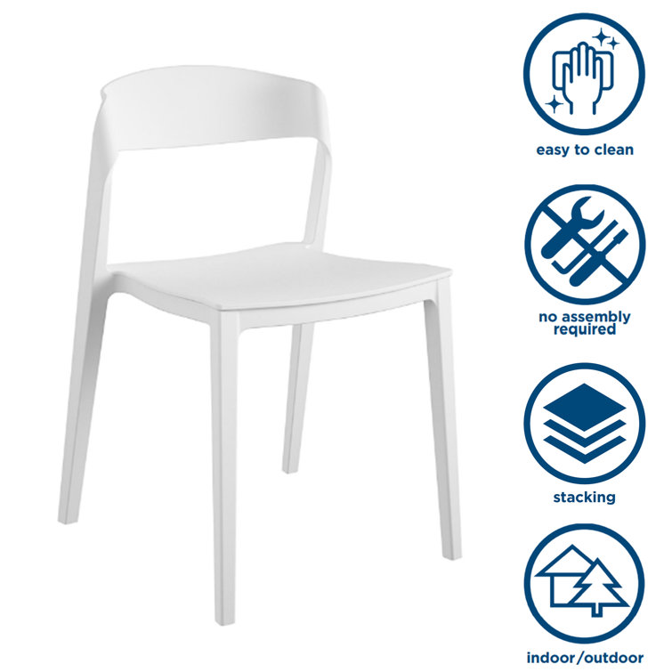 White Resin Armless Stacking Indoor/Outdoor Chair Set