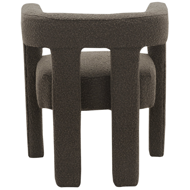 Brown Boucle Upholstered Low Arm Chair with Manufactured Wood Frame