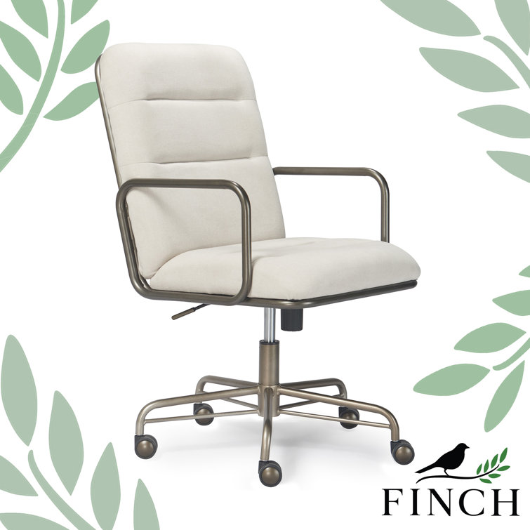 Cream High Back Leather Executive Swivel Office Chair