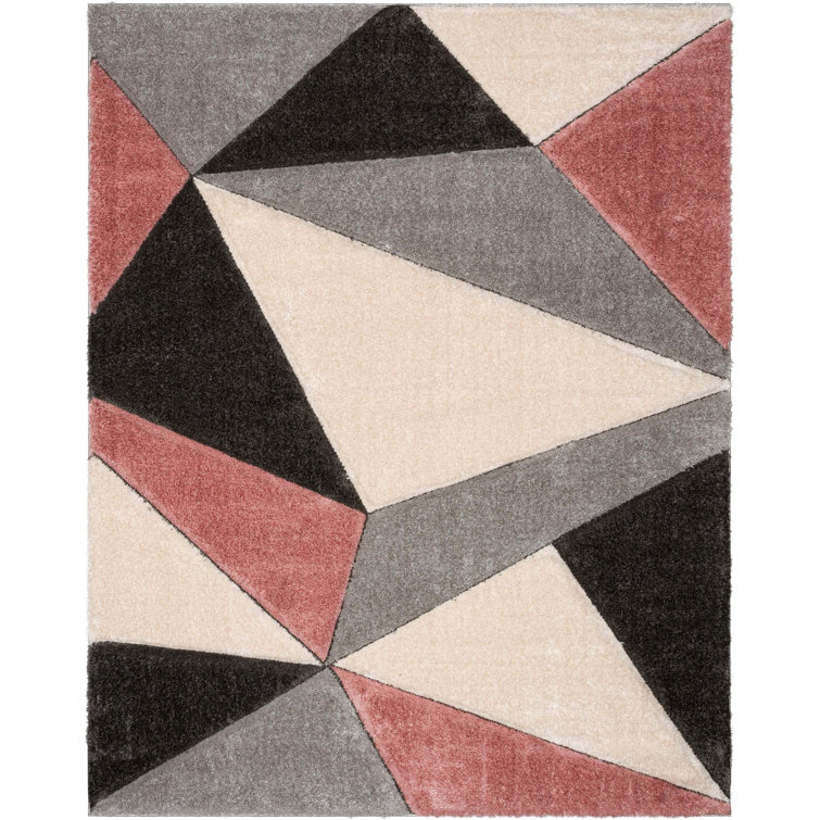 Blush Geometric 8' x 10' Synthetic Shag Area Rug
