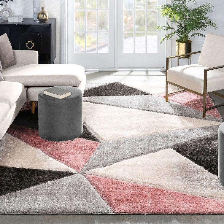 Blush Geometric 8' x 10' Synthetic Shag Area Rug