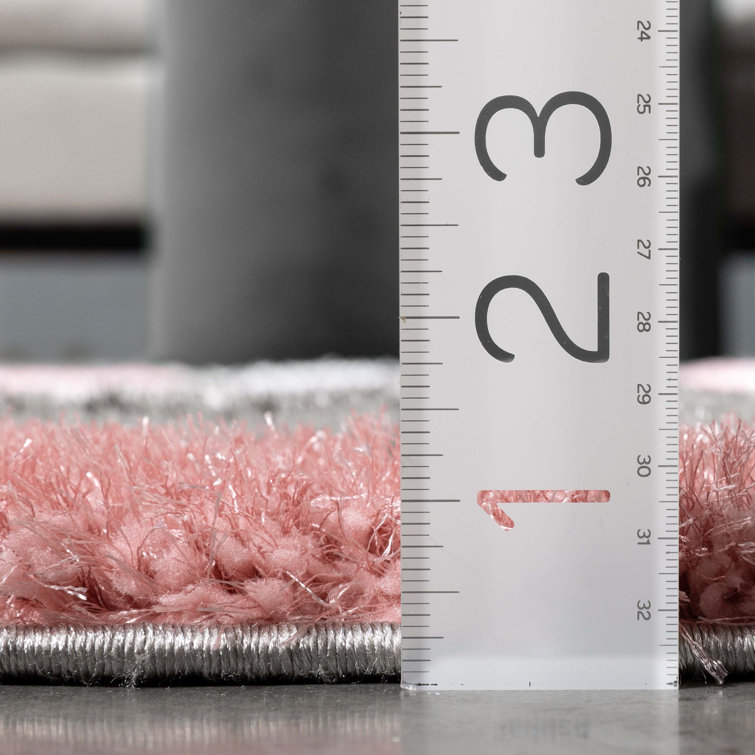 Blush and Gray Geometric Shag Area Rug 5' x 7'