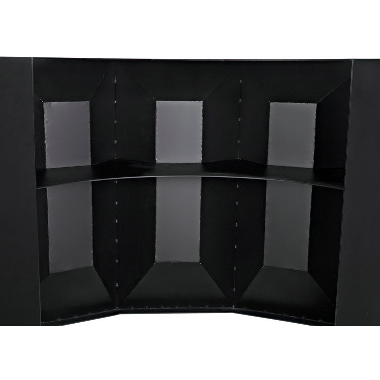 Peter 78'' Matte Black Industrial Steel Bar Cabinet