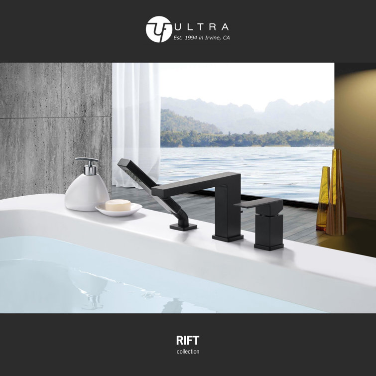 Matte Black Single Handle Deck-Mounted Tub Faucet with Hand Shower