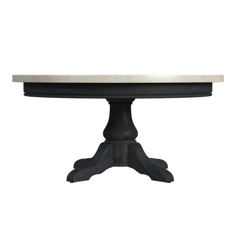 Ivory Marble Top Black Pedestal Coffee Table