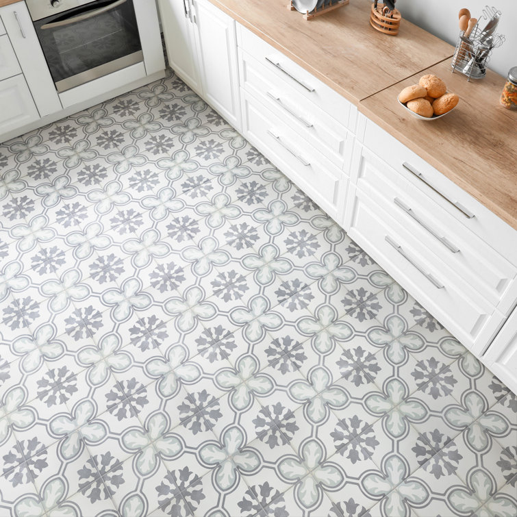 Amberley Mint and Gray Porcelain Floor and Wall Tile, 18" x 18"