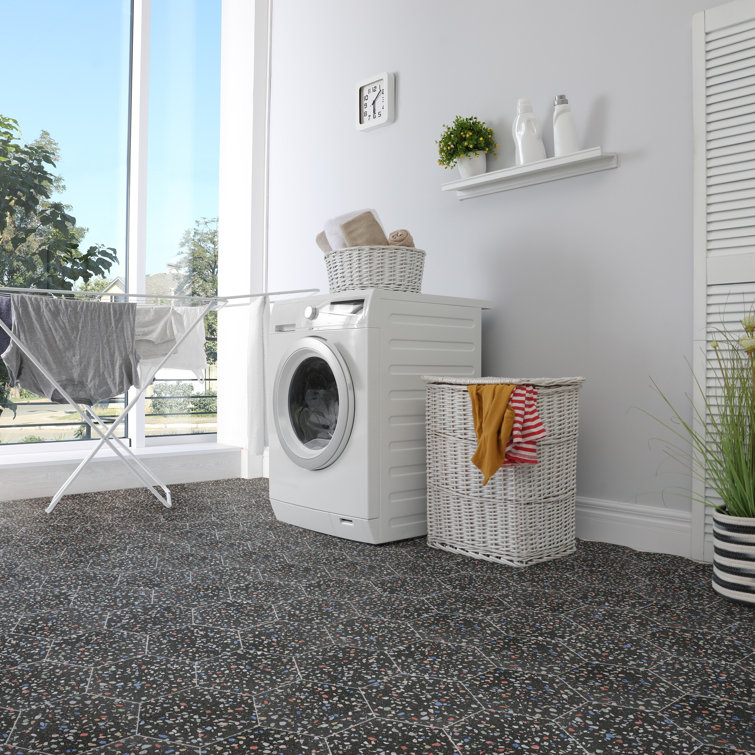 Venice Black and Multicolor Matte Porcelain Hexagon Tile