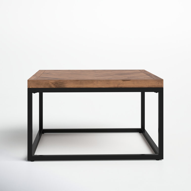 Chevron Reclaimed Wood 30" Square Coffee Table with Iron Base