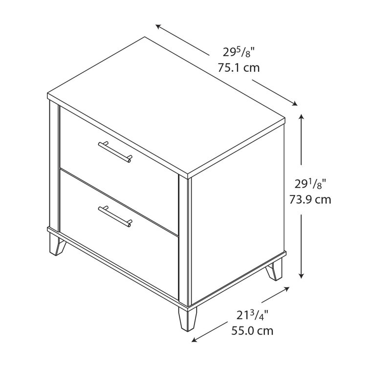 Ash Gray Transitional 2-Drawer Lateral Filing Cabinet