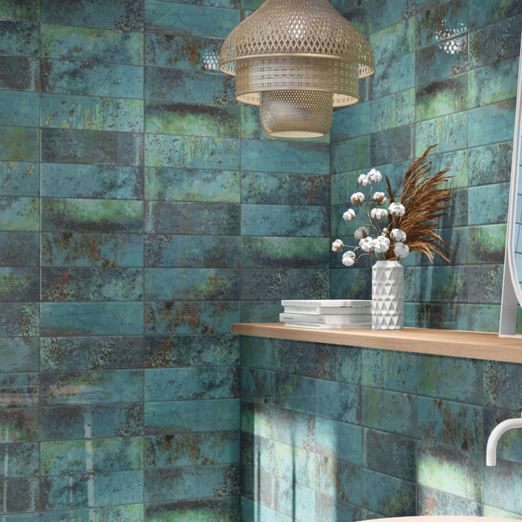 Marza Aqua Glossy Ceramic Subway Wall Tile Case