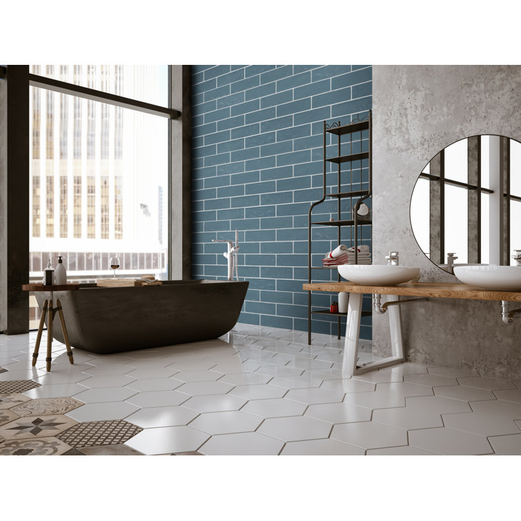 Urbano Navy Glossy 4'' x 12'' Ceramic Subway Wall Tile