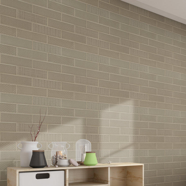 Warm Concrete 3D Patterned Glossy Ceramic Subway Tile