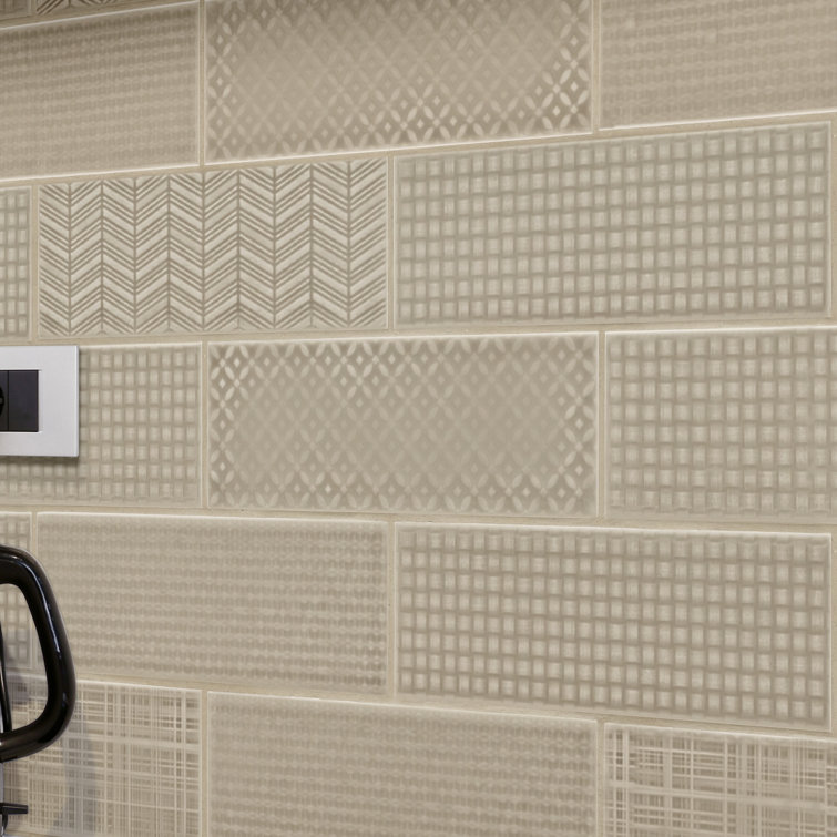 Warm Concrete 3D Patterned Glossy Ceramic Subway Tile