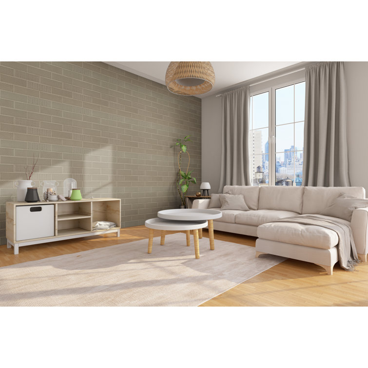Warm Concrete 3D Patterned Glossy Ceramic Subway Tile