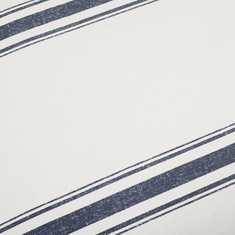 Navy Full/Queen Cotton Farmhouse Stripe Reversible Duvet Cover Set
