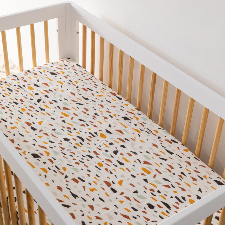 Terrazzo Organic Cotton Muslin Crib Sheet for Toddler Girls