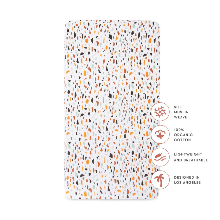 Terrazzo Organic Cotton Muslin Crib Sheet for Toddler Girls