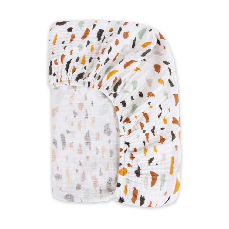 Terrazzo Organic Cotton Muslin Crib Sheet for Toddler Girls