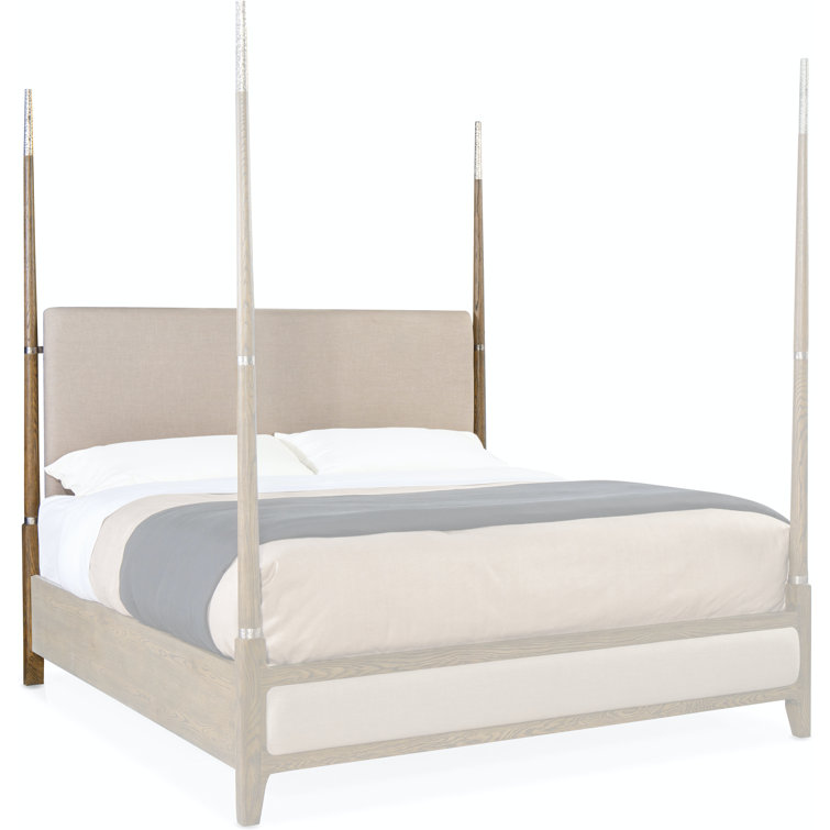 Chapman Taupe Upholstered California King Four Poster Bed
