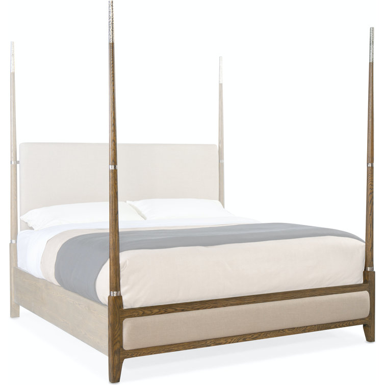 Chapman Taupe Upholstered California King Four Poster Bed