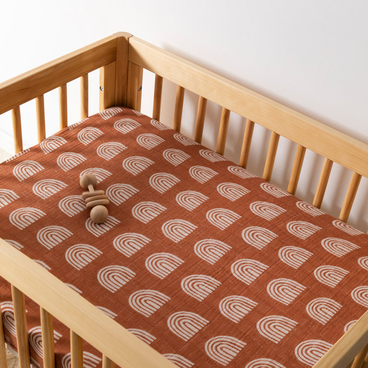 Terracotta Rainbow Organic Cotton Baby Girls' Midi Crib Sheet