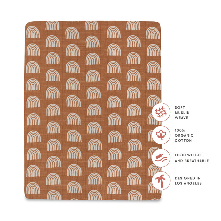 Terracotta Rainbow Organic Cotton Baby Girls' Midi Crib Sheet