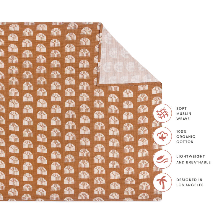 Terracotta Rainbow Organic Cotton Muslin Swaddle Blanket
