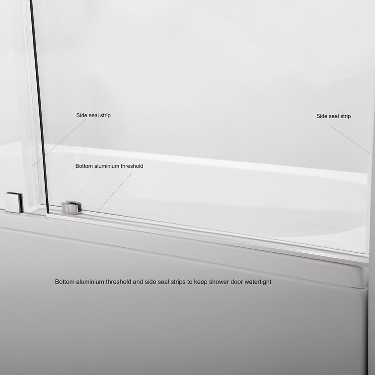 60" x 58" Frameless Clear Glass Tub Door with Brushed Gold Finish