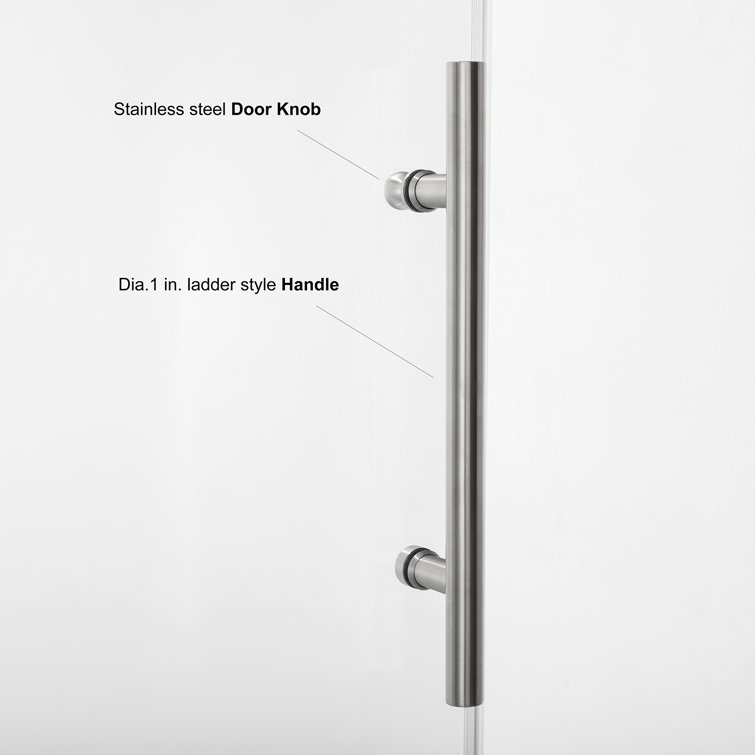 60" x 58" Frameless Clear Glass Tub Door with Brushed Gold Finish