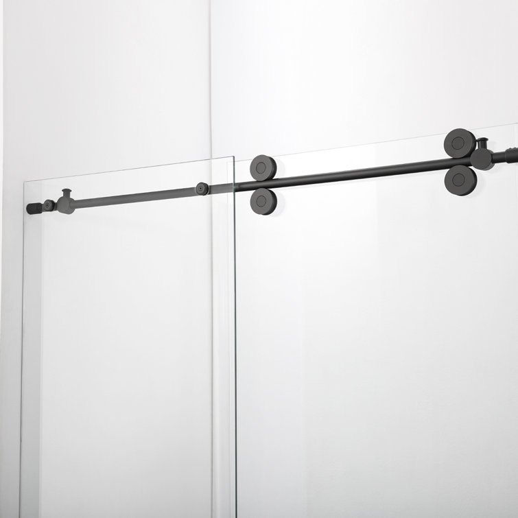 60" x 58" Matte Black Frameless Sliding Tub Door
