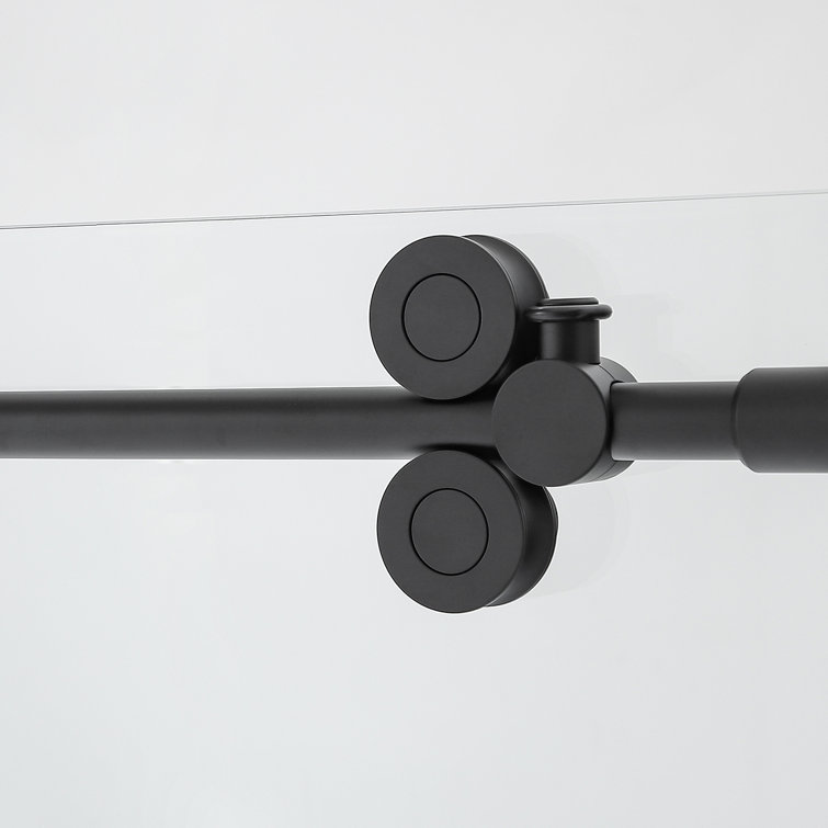 60" x 58" Matte Black Frameless Sliding Tub Door