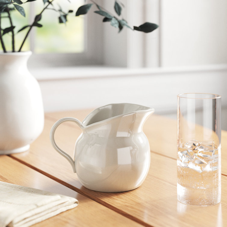 Adrielle 14oz White Stoneware Pitcher