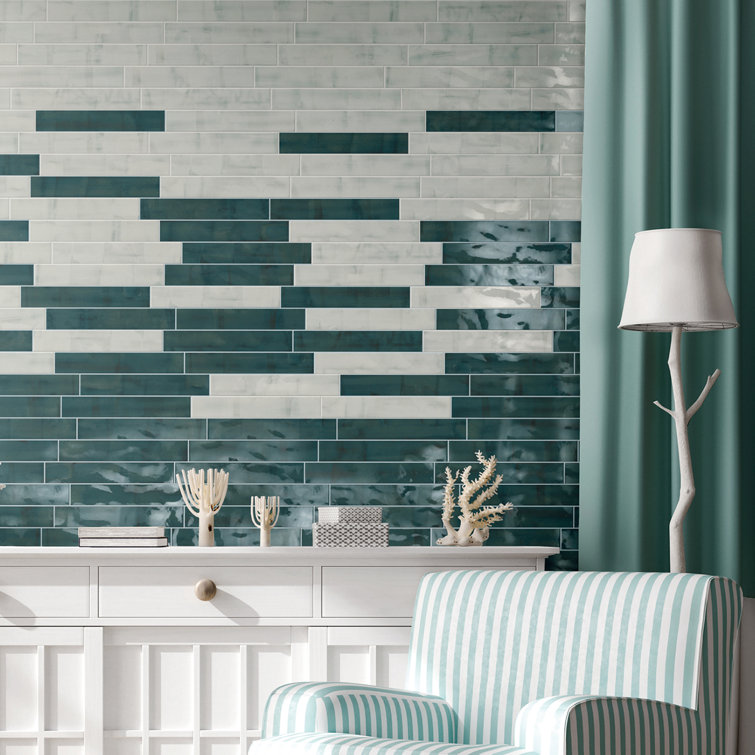 Uno 3" x 16" Blue Glazed Porcelain Subway Tile
