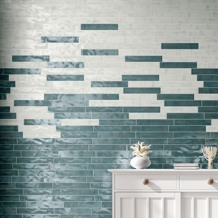 Uno 3" x 16" Blue Glazed Porcelain Subway Tile