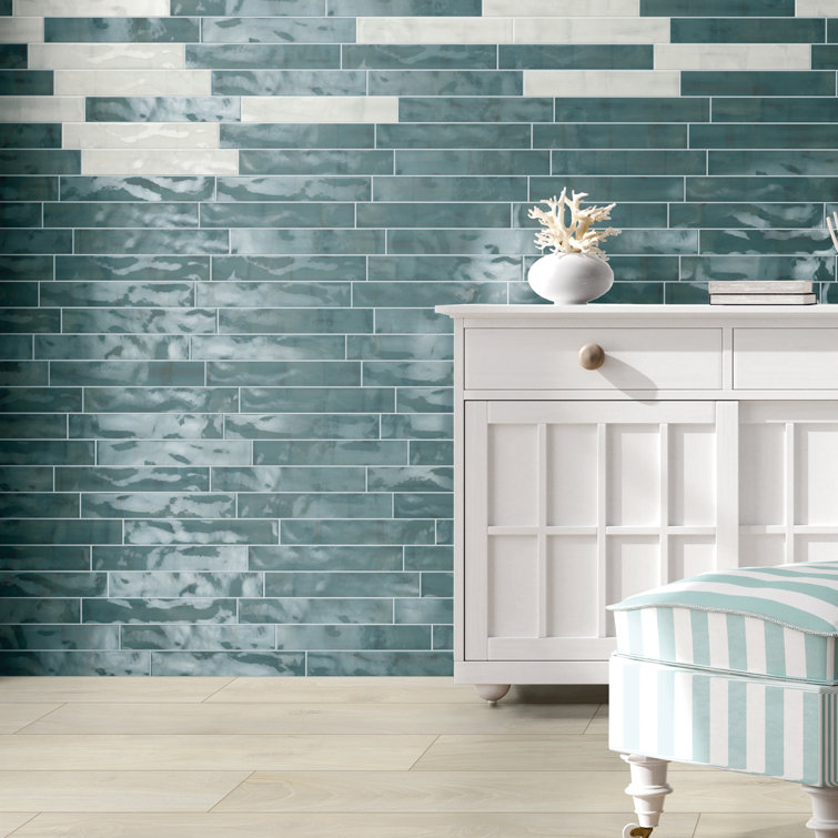 Uno 3" x 16" Blue Glazed Porcelain Subway Tile