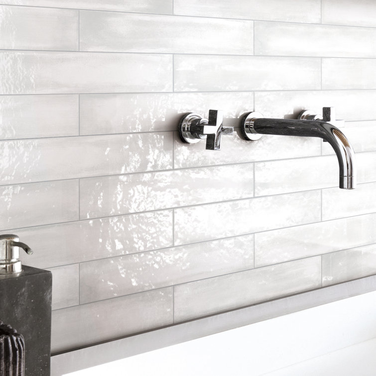 Teva 3" x 16" Glossy Gray Porcelain Subway Tile