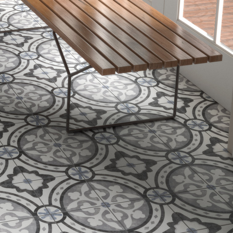Luv Amore 8" Gray Glazed Porcelain Patterned Tile