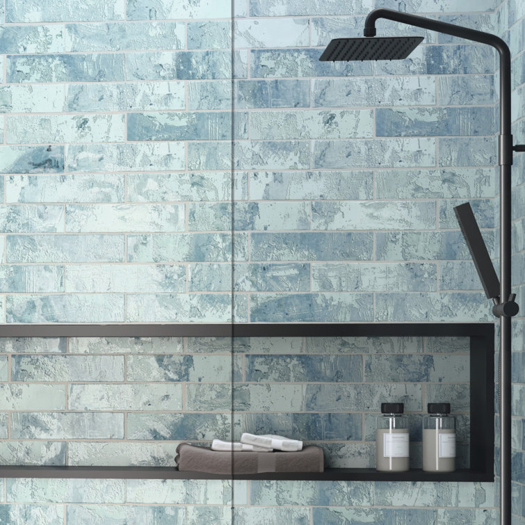 Splash Mermaid Blue Glossy Ceramic Subway Wall Tile