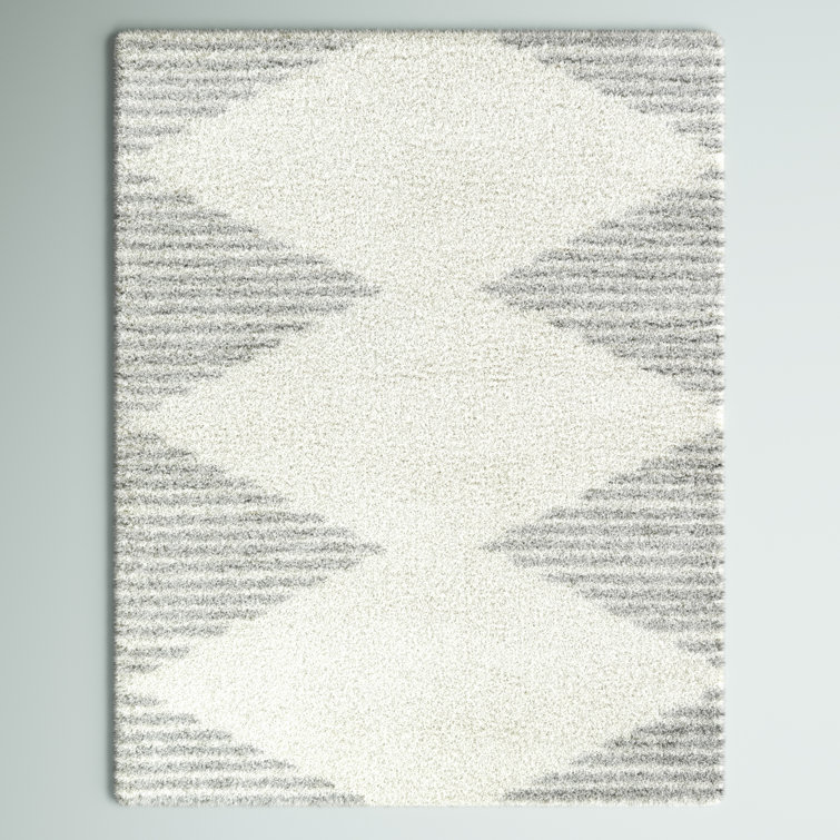 Luxurious Reversible Stripe Shag Rug 8' x 10' White/Grey